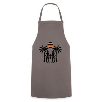Insel Party Crew - Kochschürze - Grau - Vorne - AI Model Male 185 dark (185cm)