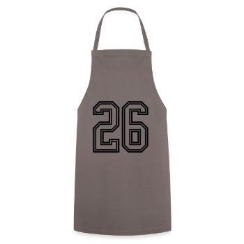 26 Zahl symbol - Kochschürze - Grau - Vorne - AI Model Male 185 dark (185cm)