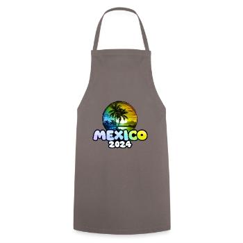 Mexiko 2024 Palmen Bunt - Kochschürze - Grau - Vorne - AI Model Male 185 dark (185cm)