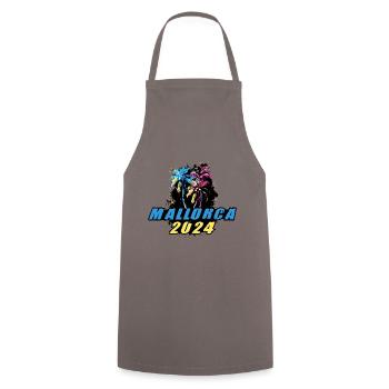 Majorque 2024 Vacances Palmiers Colorés - Tablier de cuisine - gris - Devant - AI Model Male 185 dark (185cm)