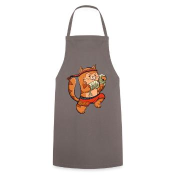 Muay Thai Boxing Kitten - Kochschürze - Grau - Vorne - AI Model Male 185 dark (185cm)