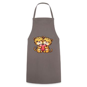 Leopard Comic Paar Liebe - Kochschürze - Grau - Vorne - AI Model Male 185 dark (185cm)
