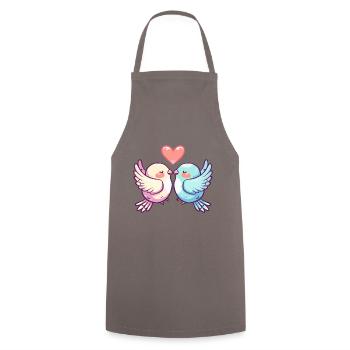 Taube Paar Verliebt Vogel Peace Valentinstag - Kochschürze - Grau - Vorne - AI Model Male 185 dark (185cm)