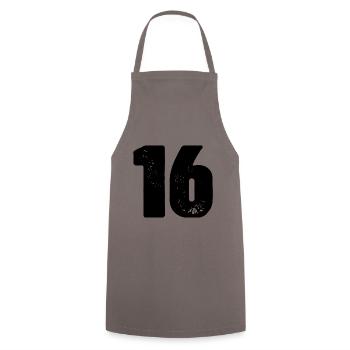 16 Zahl Trikot - Kochschürze - Grau - Vorne - AI Model Male 185 dark (185cm)