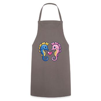 Seahorse Couple In Love Animal Valentine's Day - Cooking Apron - grey - Front - AI Model Male 185 dark (185cm)