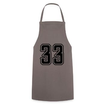33 Zahl symbol - Kochschürze - Grau - Vorne - AI Model Male 185 dark (185cm)