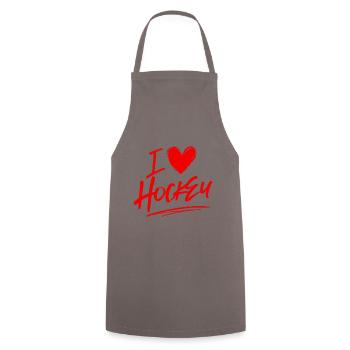 I love hockey - Cooking Apron - grey - Front - AI Model Male 185 dark (185cm)