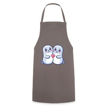 Seal Couple Amour Couple Amoureux - Tablier de cuisine - gris - Devant - AI Model Male 185 dark (185cm)