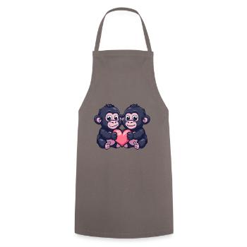 Gorille Bande Dessinée Couple Amour - Tablier de cuisine - gris - Devant - AI Model Male 185 dark (185cm)