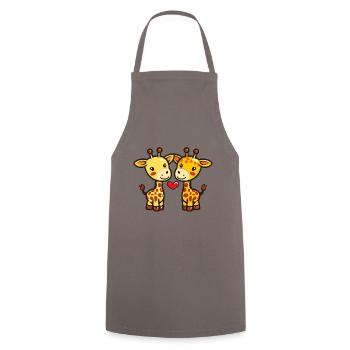 Giraffe Couple Love Couple In Love - Cooking Apron - grey - Front - AI Model Male 185 dark (185cm)