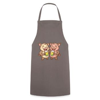 Pig Beer Wild Boar - Cooking Apron - grey - Front - AI Model Male 185 dark (185cm)