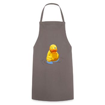 Ente - Duck - Wink Face mit Daumen Hoch - Kochschürze - Grau - Vorne - AI Model Male 185 dark (185cm)