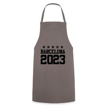 Barcelona 2023 - Kochschürze - Grau - Vorne - AI Model Male 185 dark (185cm)