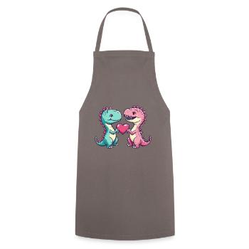 Dinosaure T-Rex Couple Amour - Tablier de cuisine - gris - Devant - AI Model Male 185 dark (185cm)