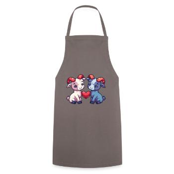 Mountain Goat Comic Couple Love - Cooking Apron - grey - Front - AI Model Male 185 dark (185cm)