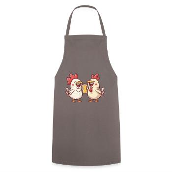 Huhn Comic Bier Lustig Saufen - Kochschürze - Grau - Vorne - AI Model Male 185 dark (185cm)