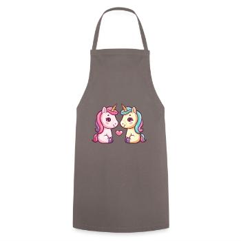Unicorn Couple Love Couple In Love Cute - Cooking Apron - grey - Front - AI Model Male 185 dark (185cm)