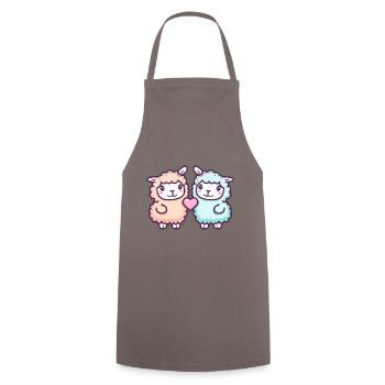 Alpaca Llama Couple In Love Animal Valentine's Day - Cooking Apron - grey - Front - AI Model Male 185 dark (185cm)