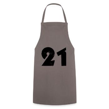 21 Number - Cooking Apron - grey - Front - AI Model Male 185 dark (185cm)