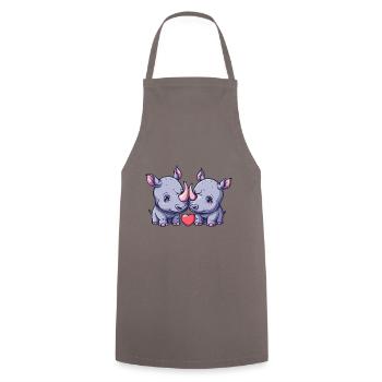 Rhino Couple Love Couple In Love - Cooking Apron - grey - Front - AI Model Male 185 dark (185cm)