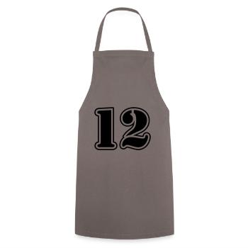 12 Zahl symbol - Kochschürze - Grau - Vorne - AI Model Male 185 dark (185cm)