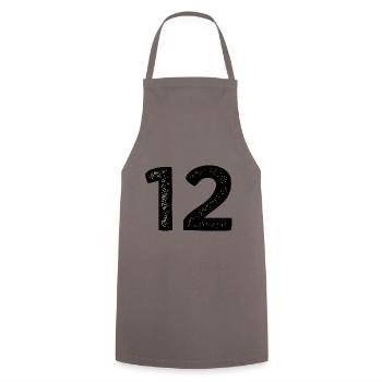 12 Zahl Trikot - Kochschürze - Grau - Vorne - AI Model Male 185 dark (185cm)