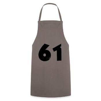 61 number - Cooking Apron - grey - Front - AI Model Male 185 dark (185cm)