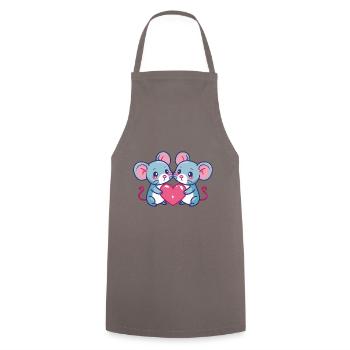 Maus Comic Paar Liebe - Kochschürze - Grau - Vorne - AI Model Male 185 dark (185cm)