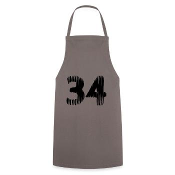 34 Zahl Trikot - Kochschürze - Grau - Vorne - AI Model Male 185 dark (185cm)
