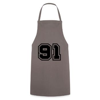 91 Number Symbol - Cooking Apron - grey - Front - AI Model Male 185 dark (185cm)