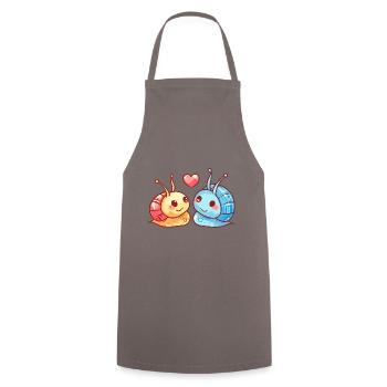 Escargot Couple Amour Couple Amoureux - Tablier de cuisine - gris - Devant - AI Model Male 185 dark (185cm)