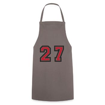 27 Zahl symbol - Kochschürze - Grau - Vorne - AI Model Male 185 dark (185cm)