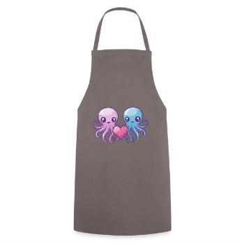 Octopus Couple Love Couple In Love - Cooking Apron - grey - Front - AI Model Male 185 dark (185cm)