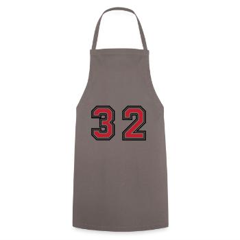 32 number symbol - Cooking Apron - grey - Front - AI Model Male 185 dark (185cm)