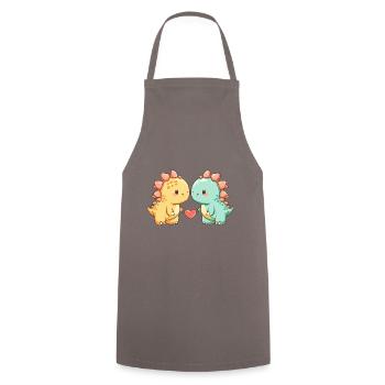 Dinosaure Stégosaure Couple Amour Couple Amoureux - Tablier de cuisine - gris - Devant - AI Model Male 185 dark (185cm)