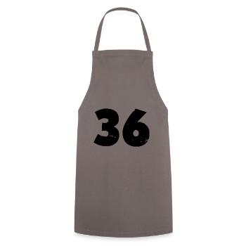 36 number - Cooking Apron - grey - Front - AI Model Male 185 dark (185cm)