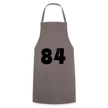 84 Zahl - Kochschürze - Grau - Vorne - AI Model Male 185 dark (185cm)