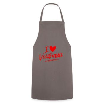 I love volleyball - Cooking Apron - grey - Front - AI Model Male 185 dark (185cm)