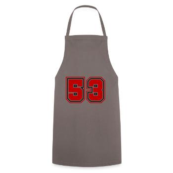 53 Zahl Symbol - Kochschürze - Grau - Vorne - AI Model Male 185 dark (185cm)