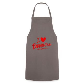 I love badminton - Cooking Apron - grey - Front - AI Model Male 185 dark (185cm)