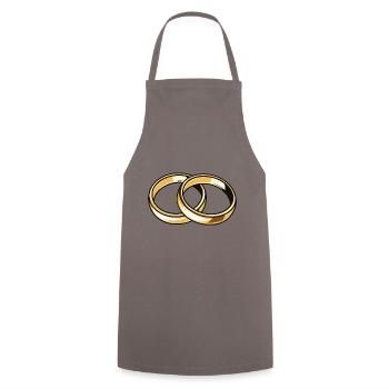 Eheringe Hochzeit - Kochschürze - Grau - Vorne - AI Model Male 185 dark (185cm)