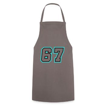67 number symbol - Cooking Apron - grey - Front - AI Model Male 185 dark (185cm)