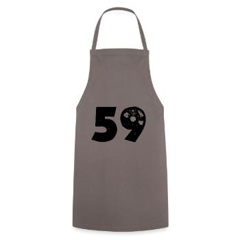 59 Zahl - Kochschürze - Grau - Vorne - AI Model Male 185 dark (185cm)
