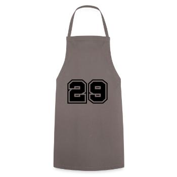 29 Zahl symbol - Kochschürze - Grau - Vorne - AI Model Male 185 dark (185cm)