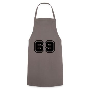 69 Zahl Symbol - Kochschürze - Grau - Vorne - AI Model Male 185 dark (185cm)