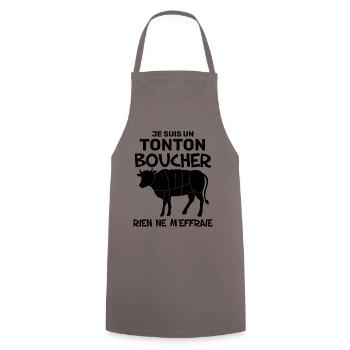 Mon Tonton Est Boucher Cadeau Drole Boucherie - Tablier de cuisine - gris - Devant - AI Model Male 185 dark (185cm)