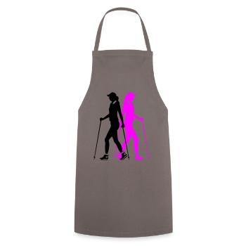 Nordic Walking Woman Silhouette - Cooking Apron - grey - Front - AI Model Male 185 dark (185cm)