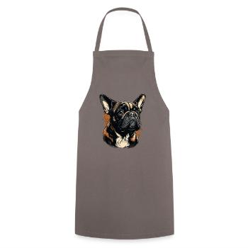Bouledogue français - Tablier de cuisine - gris - Devant - AI Model Male 185 dark (185cm)