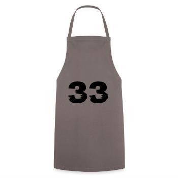 33 Number - Cooking Apron - grey - Front - AI Model Male 185 dark (185cm)