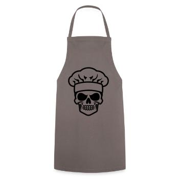 Koch Totenkopf - Kochschürze - Grau - Vorne - AI Model Male 185 dark (185cm)